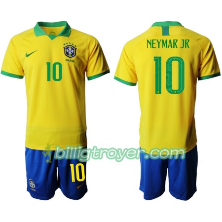 Billige Fotballdrakter Brasil NEYMAR JR 10 Barn Hjemmedraktsett Copa América 2019 Kortermet